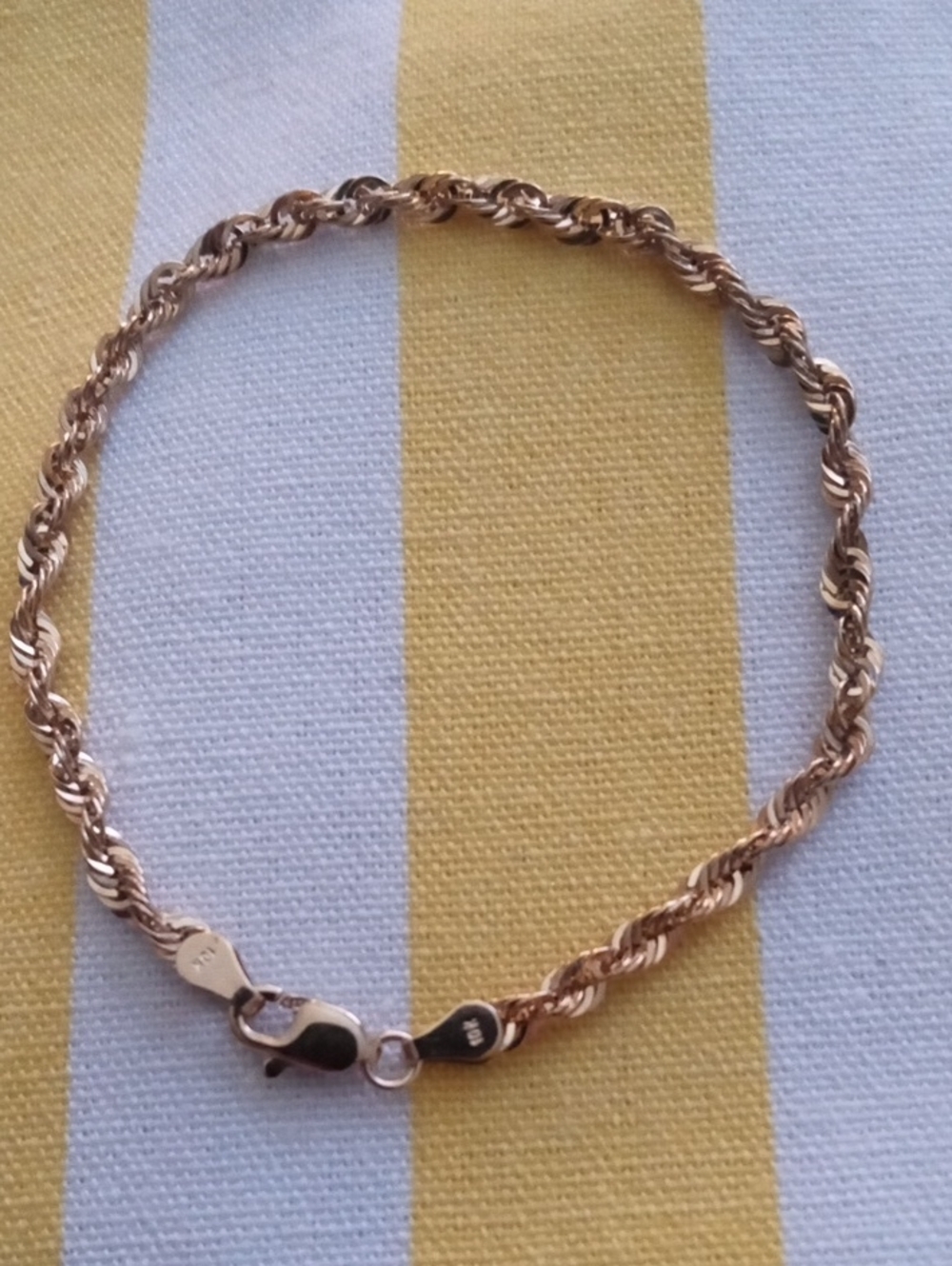 10k Real Gold Rope Chain Bracelet Diamond Cut - Elegant Twist Design For Unisex